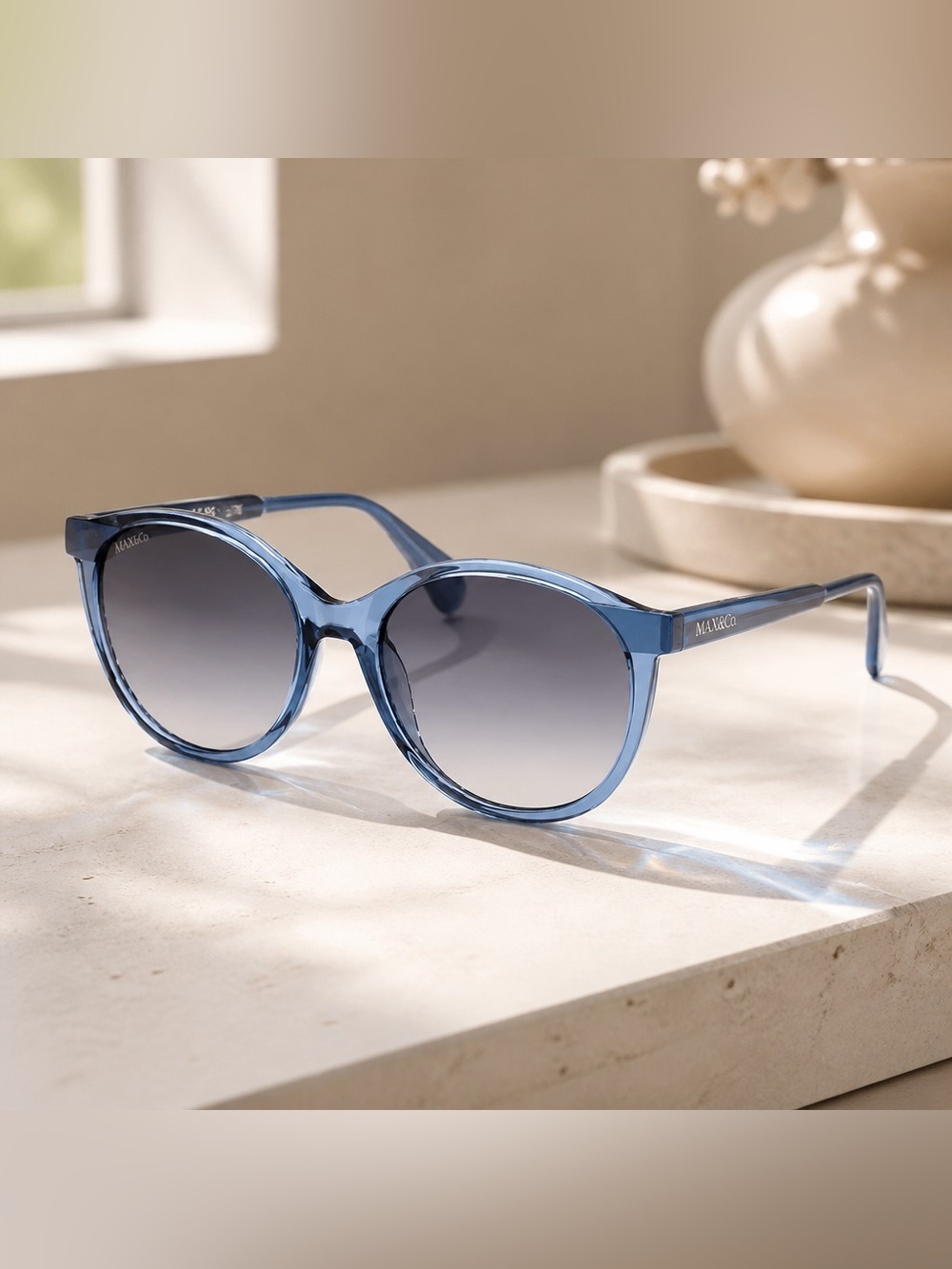 NWT Max & Co Marcelino MO0084 Women’s Transparent Shiny Turquoise Sunglasses